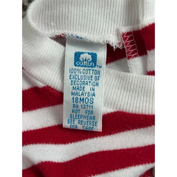 All Mine Cotton Collection Reindeer Christmas Romper 18 Months Red White - Picture 5 of 7